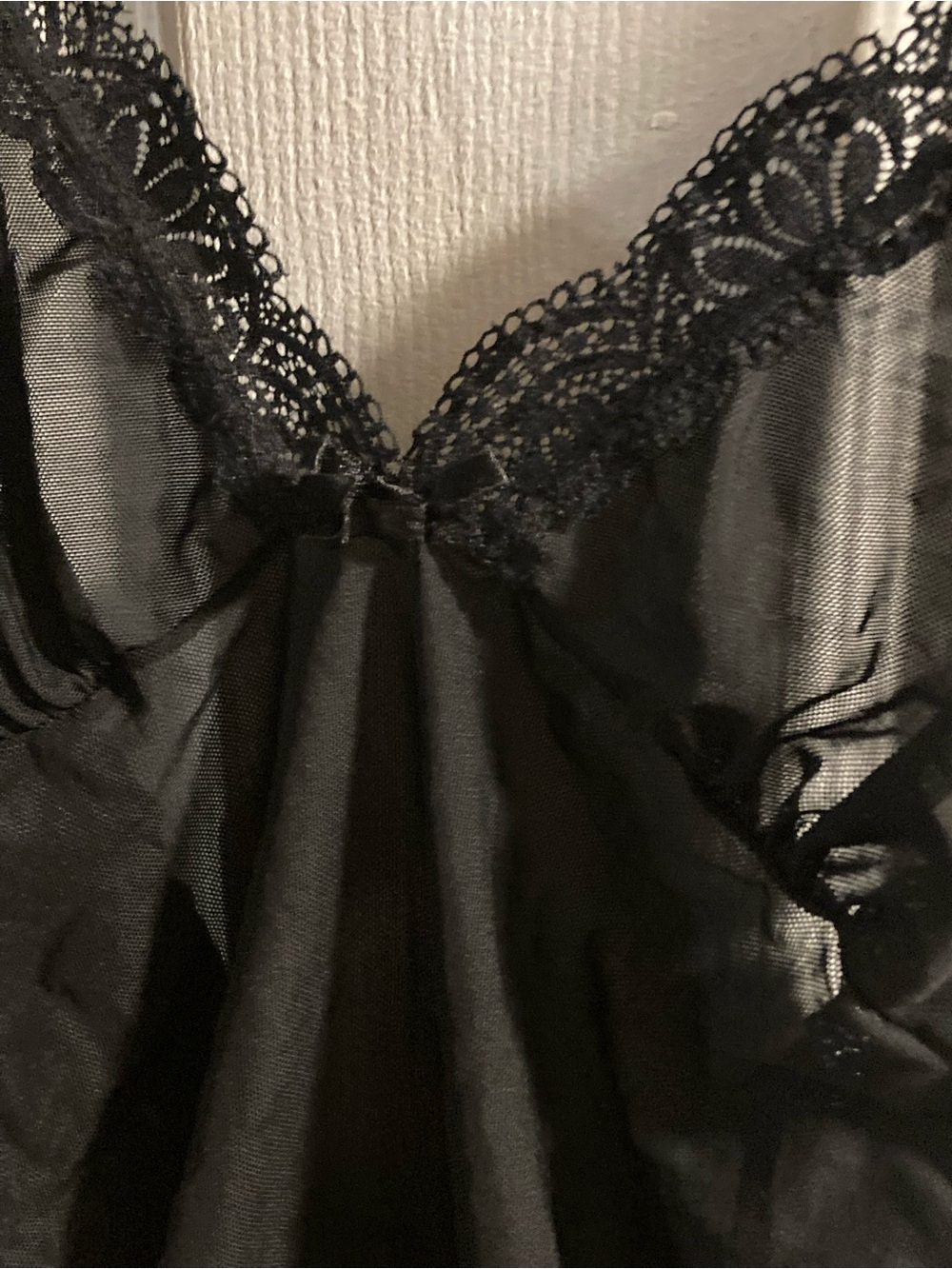 Bacci Sheer Black Lace-Trim Chemise Nightdress
